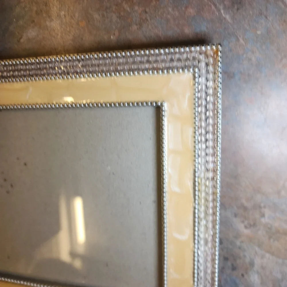 2003 Thompson Goldtone Enamel, Rhinestone Picture Frame w/ Silver Beading 5